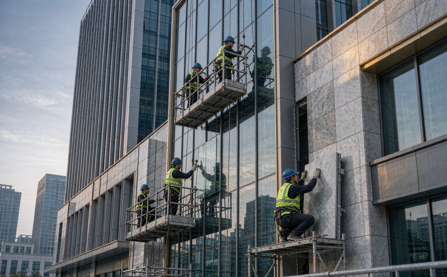建筑幕墙与外立面精作业施工现场（示意图）