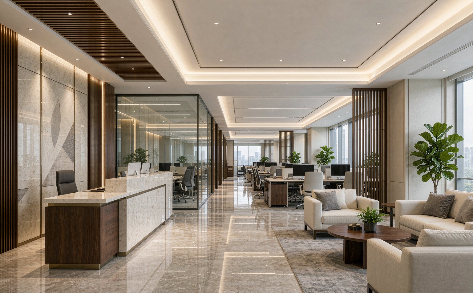 现代办公空间精装修实景（示意图）